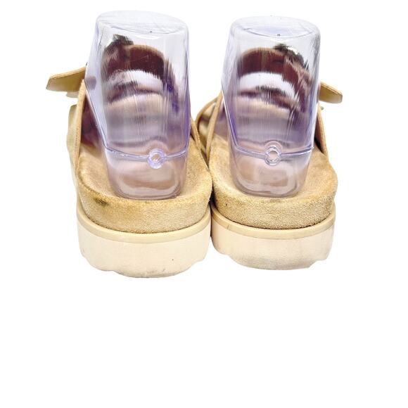 Schutz Light Tan Suede Double Buckle Flat Slip On Contoured Foodbed Sandals - Picture 6 of 9